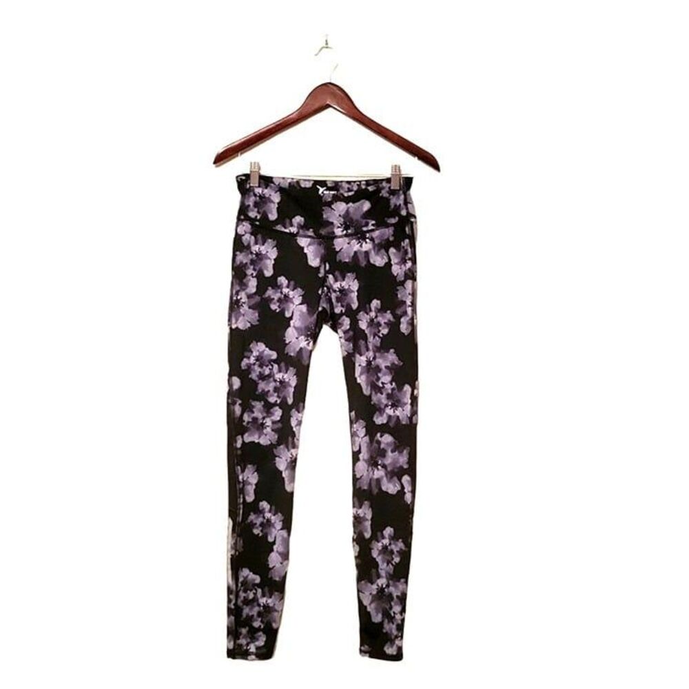 Old Navy Womens Pants  Black M Floral Mesh Inserts Active Go-Dry Leggings